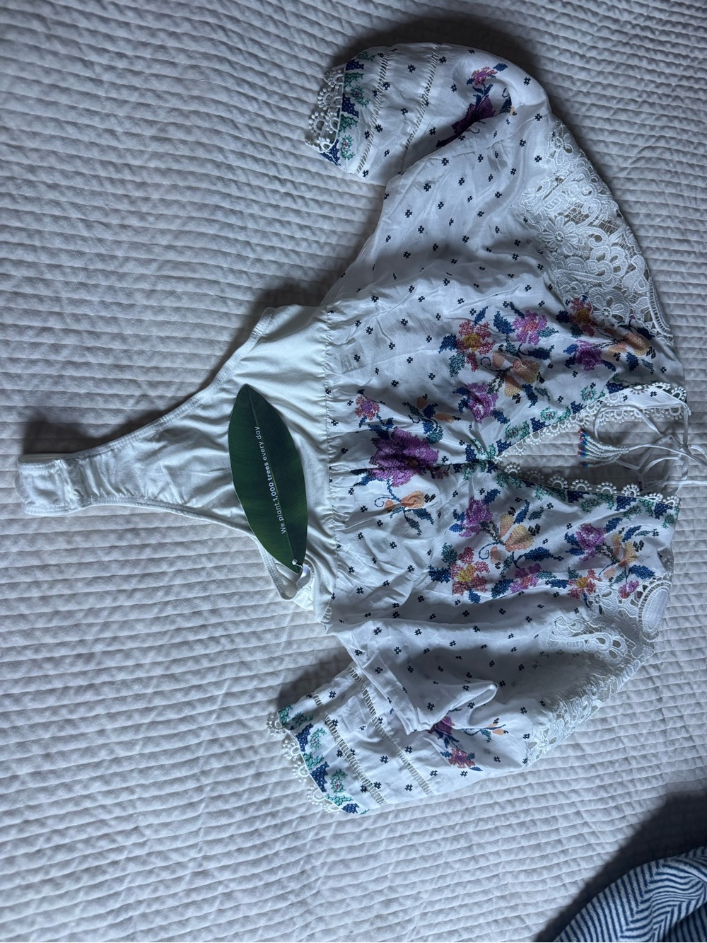 Farm Rio White Floral Embroidered Peasant Bodysuit